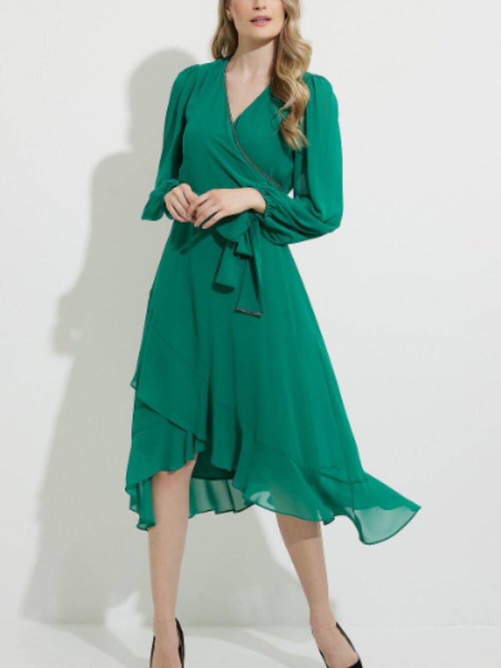 NWT! Joseph Ribkoff Emerald Green Wrap Front Dress Size 8 RET $319